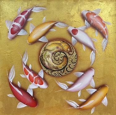 Feng Shui Koi Fish Painting 36(W) x24(H)