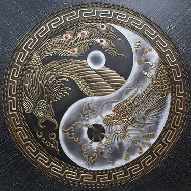 Dragon Phoenix Asian Painting thumb