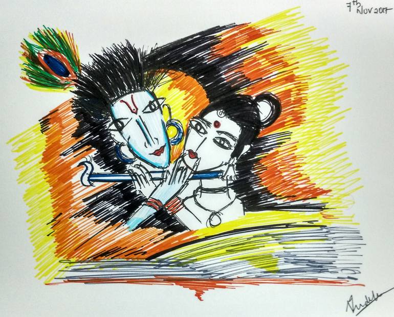 lord krishna drawings pictures