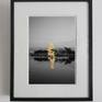 Kutho series: Landscape. Manually intervened with gold. Calm lake, Indochina