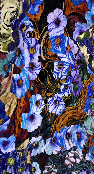 Floral mottled indigo abstract art thumb
