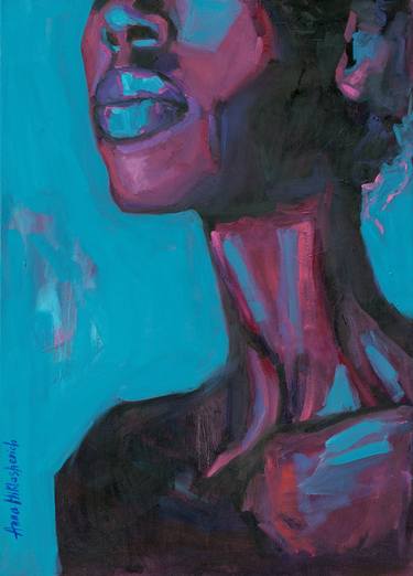 Contemporary dark-skinned female figurative painting thumb
