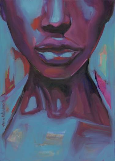 African female close-up face original art thumb