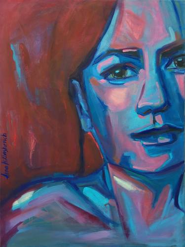Modern expressionist close-up woman face artwork thumb
