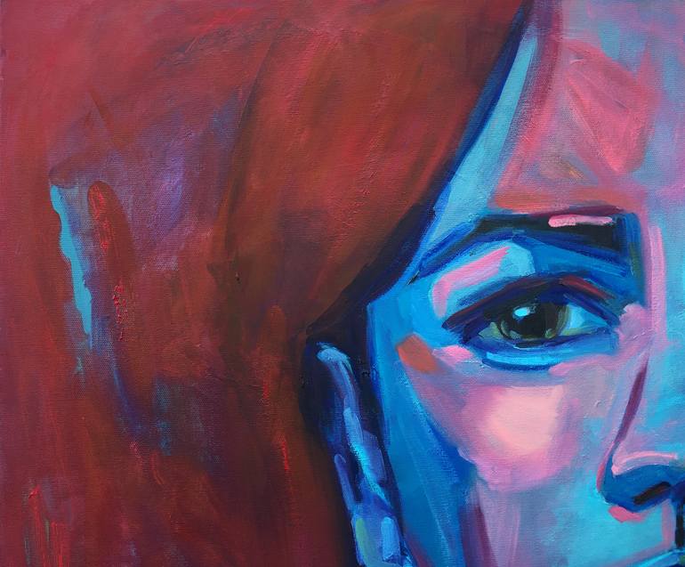 Original Expressionism People Painting by Anna Miklashevich
