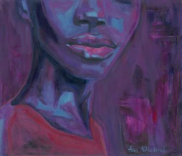 Purple African woman portrait Very peri color female face thumb