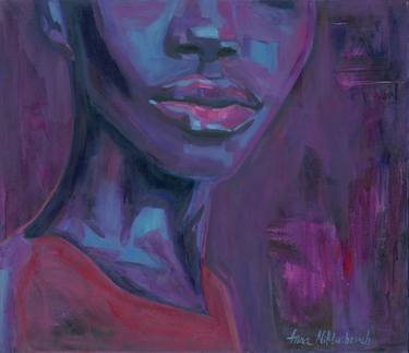 Purple African woman portrait Very peri color female face thumb