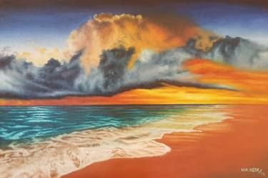Original Realism Beach Paintings by Mario Galarza Bejarano