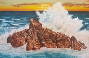 Print of Seascape Paintings by Mario Galarza Bejarano