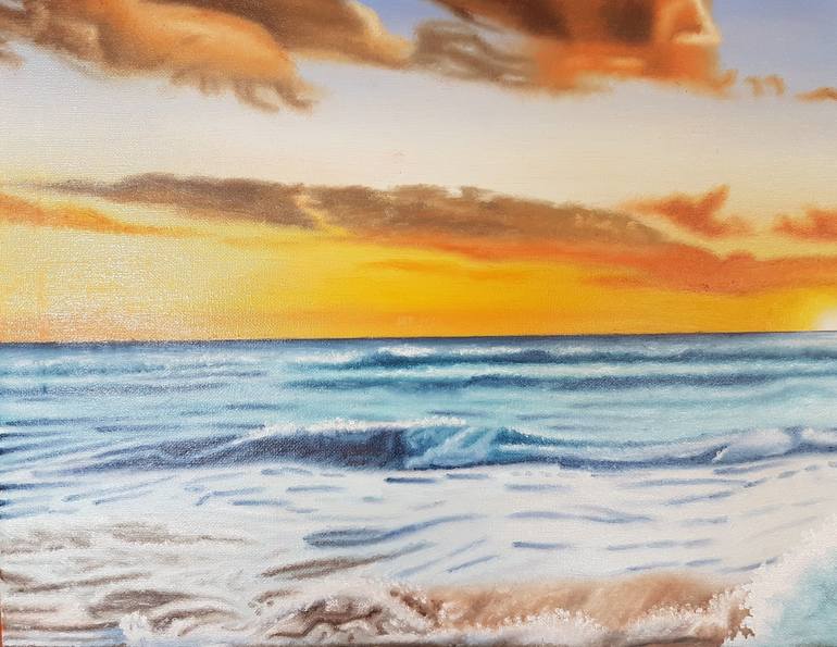 Original Realism Seascape Painting by Mario Galarza Bejarano