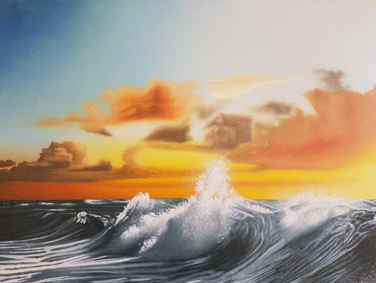 Original Figurative Seascape Painting by Mario Galarza Bejarano