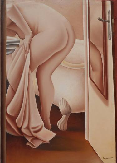 Original Photorealism Nude Paintings by Mario Galarza Bejarano