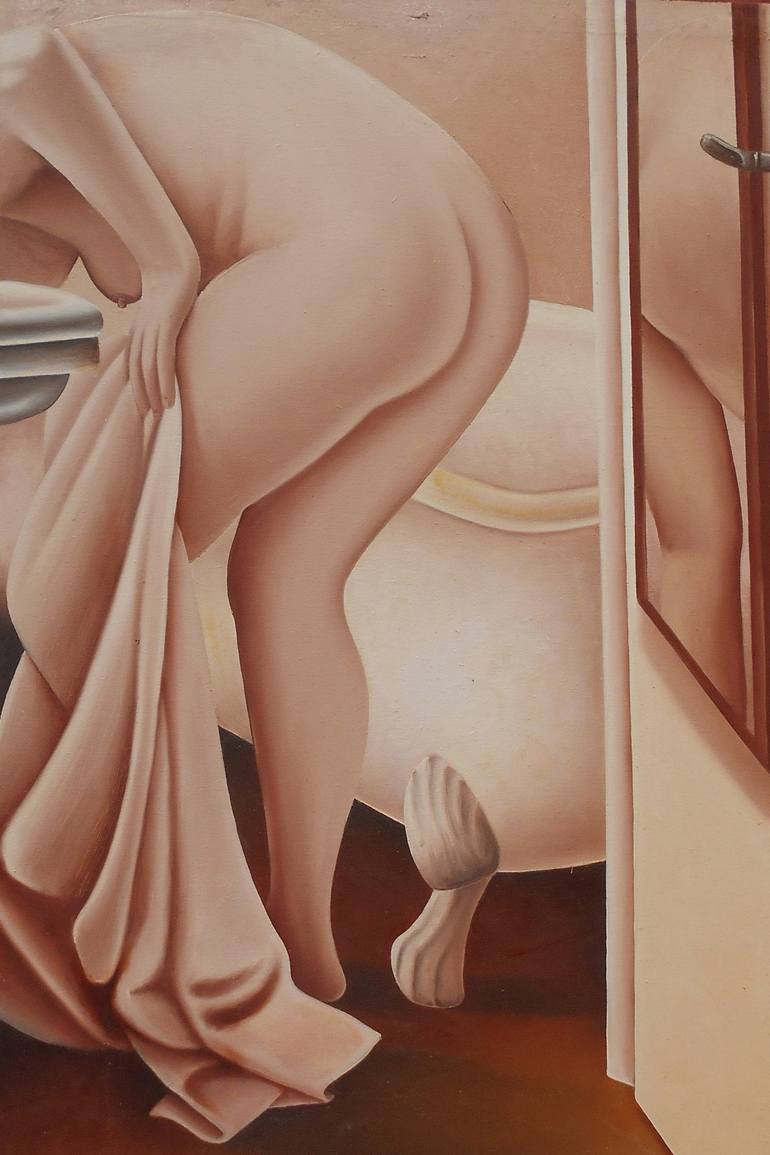 Original Photorealism Nude Painting by Mario Galarza Bejarano