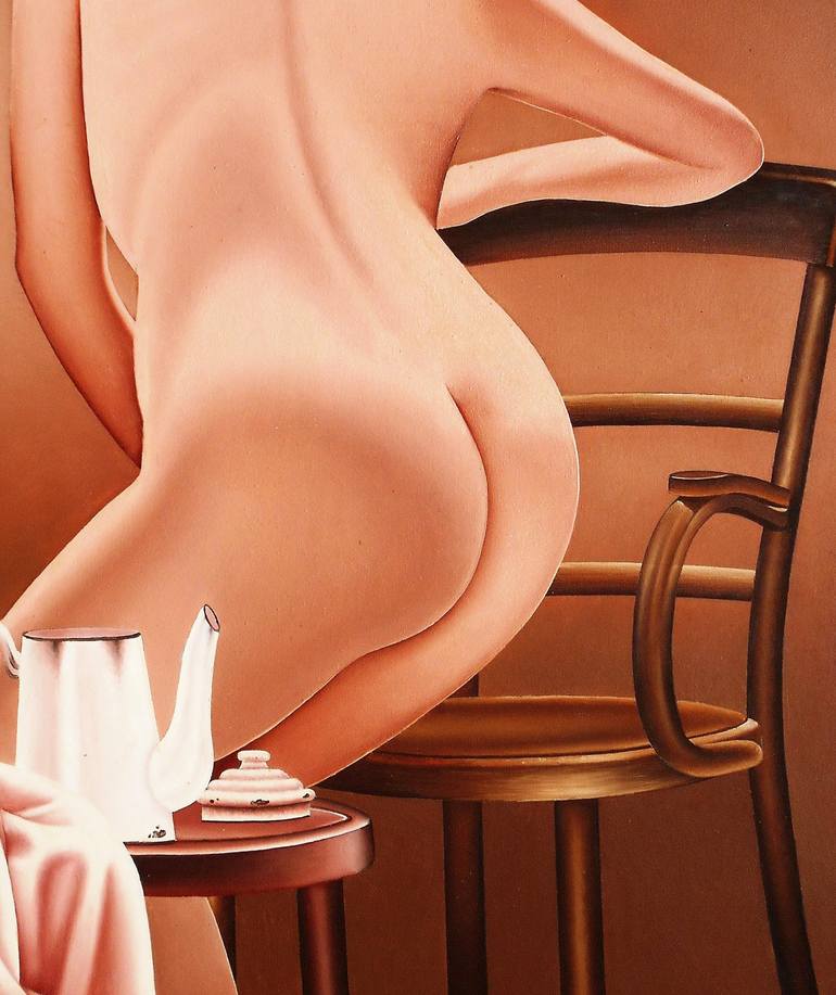 Original Photorealism Nude Painting by Mario Galarza Bejarano