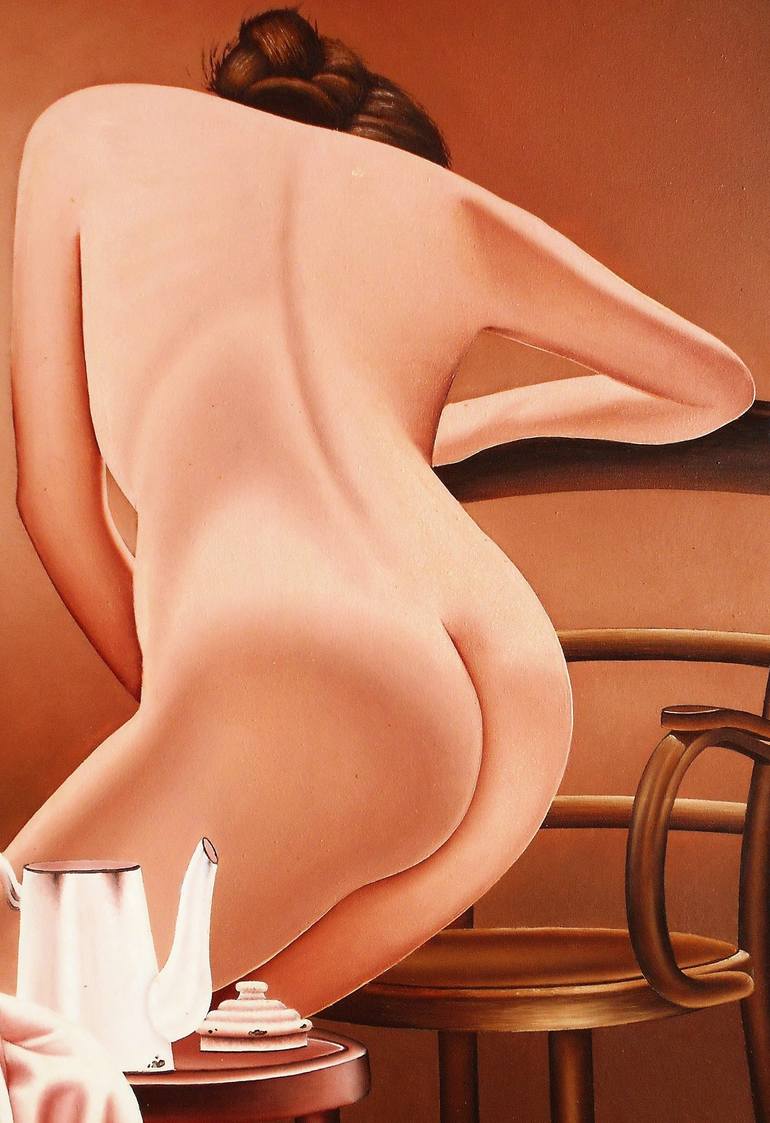 Original Photorealism Nude Painting by Mario Galarza Bejarano