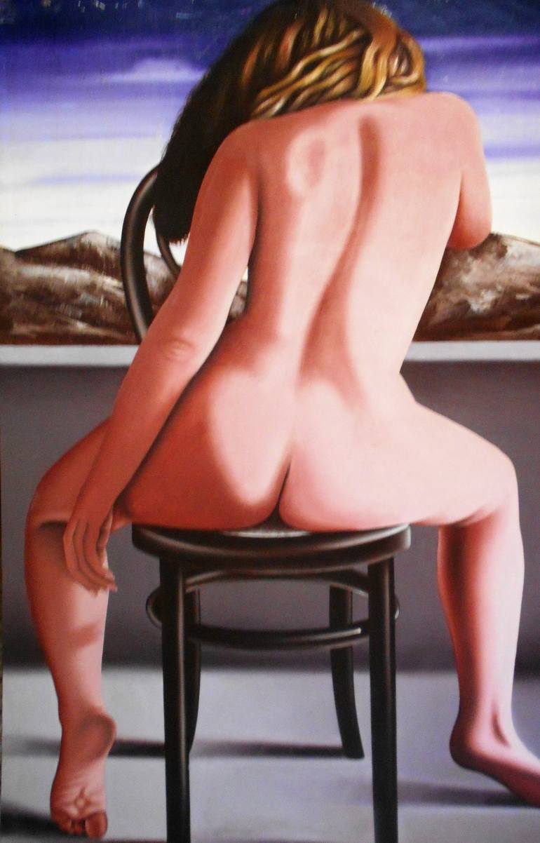 Original Photorealism Nude Painting by Mario Galarza Bejarano