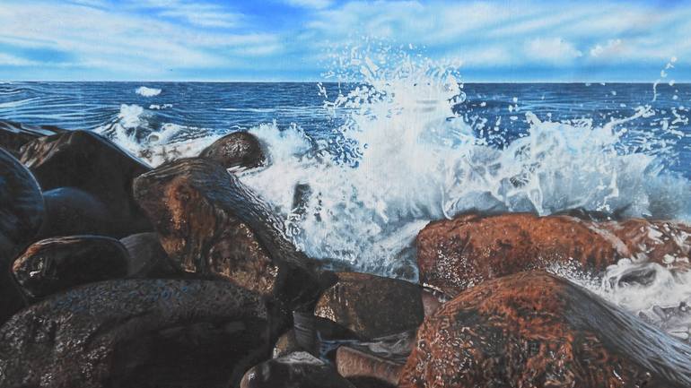 Original Photorealism Seascape Painting by Mario Galarza Bejarano