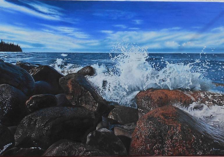 Original Photorealism Seascape Painting by Mario Galarza Bejarano