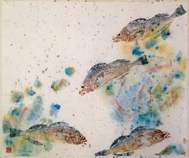 Print of Fish Printmaking by Paula Nishikawara