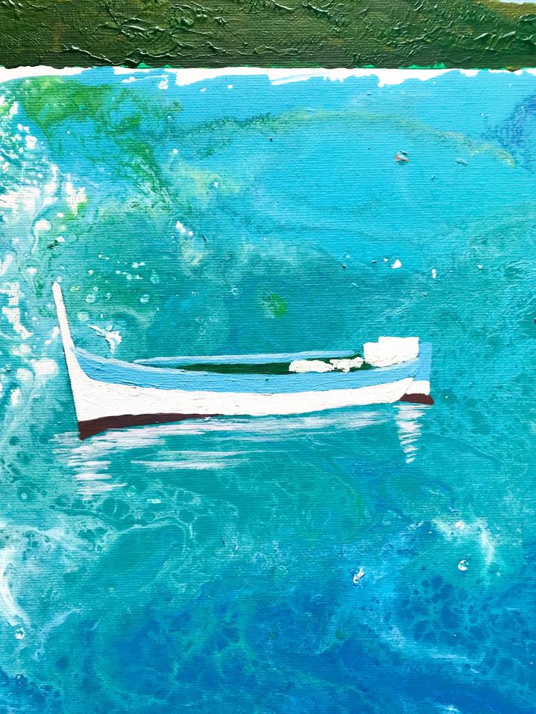 Original Abstract Boat Painting by Fine  Art