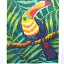 Toucan is an original batik artwork from Tropical Birds series. It's painted with silk dye and wax on silk and mounted on canvas. UV protected, signed by the artist.