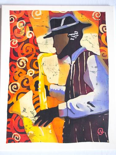 Sax Love Batik Silk Painting (2017) thumb