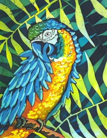 Blue Macaw Batik Silk Painting (2017) thumb