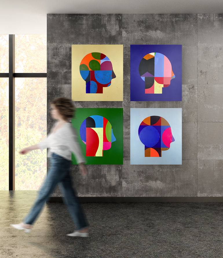 Original Abstract Geometric Painting by Luciano Cian