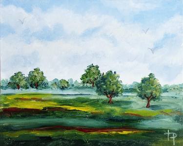 Countryside Original Oil Painting 8x10" Trees Landscape Wall Art thumb