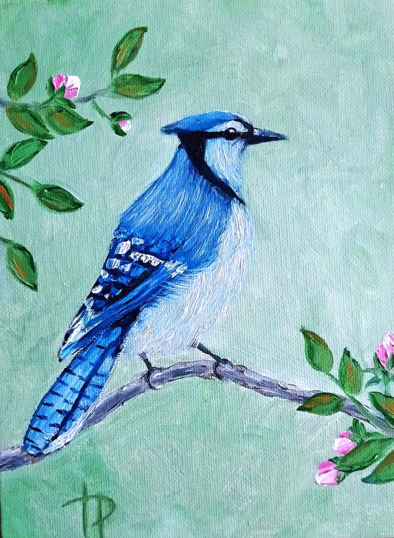 easy blue jay painting