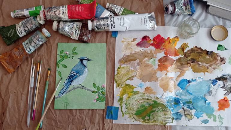 Buy Blue Jay Bird Painting Original Blue Jay Flight Art Blue Jay Online in  India 