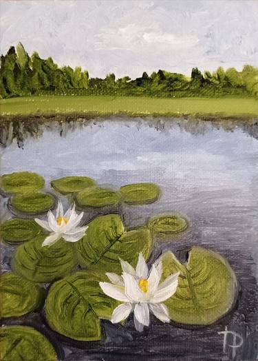 Water Lilies Original Oil Painting Landscape thumb