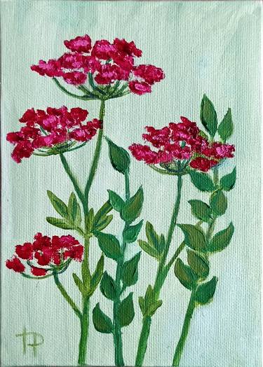 Wild Flowers Painting Original Oil Artwork Red Flowers thumb