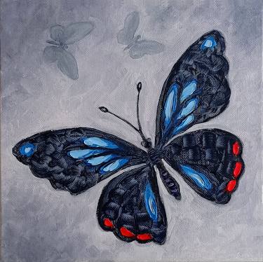 Butterfly Painting Original Oil Painting Hand Painted Insects thumb