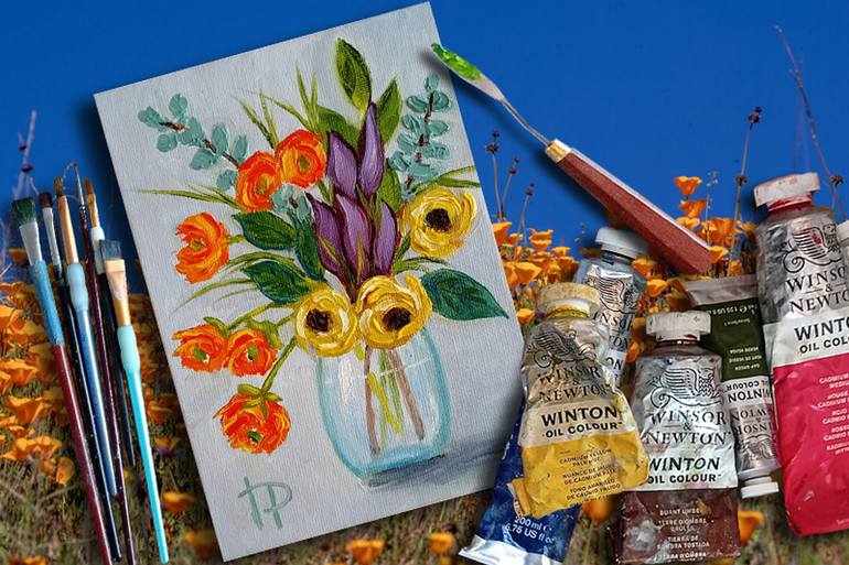 Original Expressionism Floral Painting by Irene Art Gallery