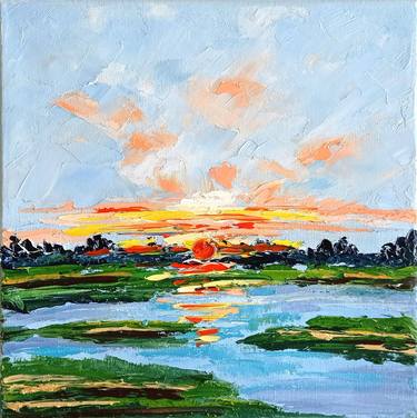 Sunrise Painting Absract Art Original Oil Painting Landscape thumb