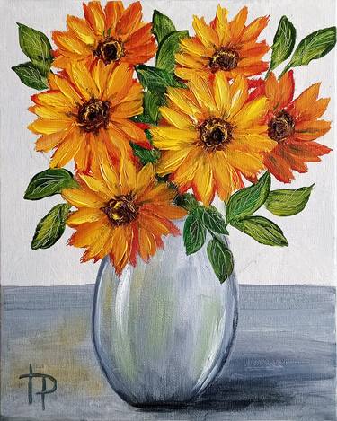Sunflowers Painting Original Oil Painting Daisies Flowers thumb