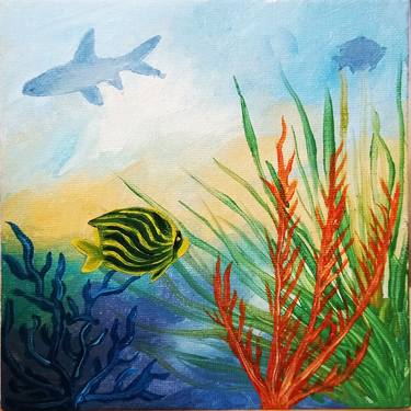 Coral Reef Painting Original Oil Artwork Tropical Fish Art thumb