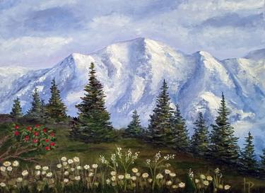 Landscape Painting Oil Artwork Hand Painted Mountain Wall Art thumb