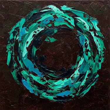 Emerald Galaxy Abstract Painting Original Oil Artwork Modern thumb