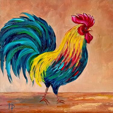Rooster Painting Bird Art Original Oil Painting Rooster Artwork thumb
