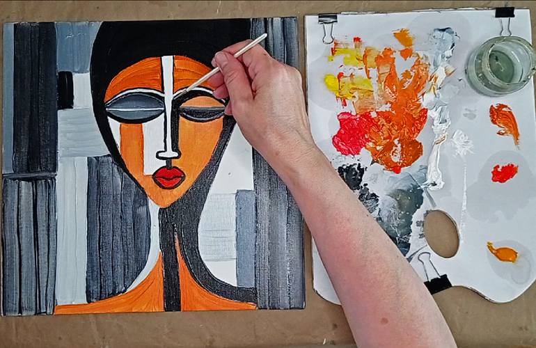 Original Figurative People Painting by Irene Art Gallery