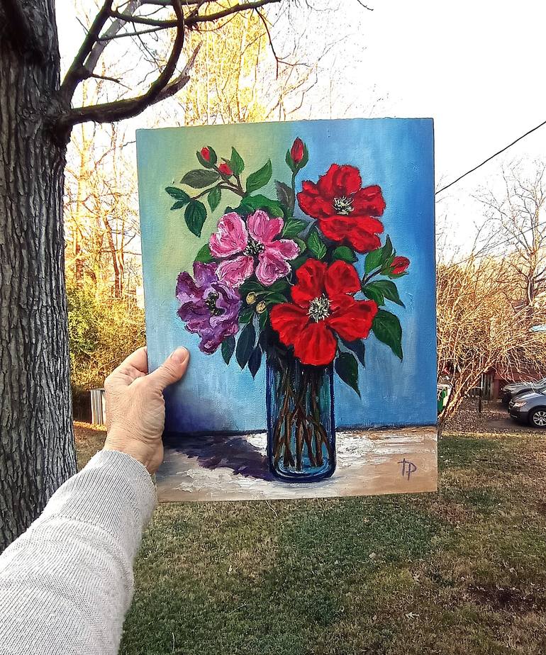 Original Expressionism Floral Painting by Irene Art Gallery