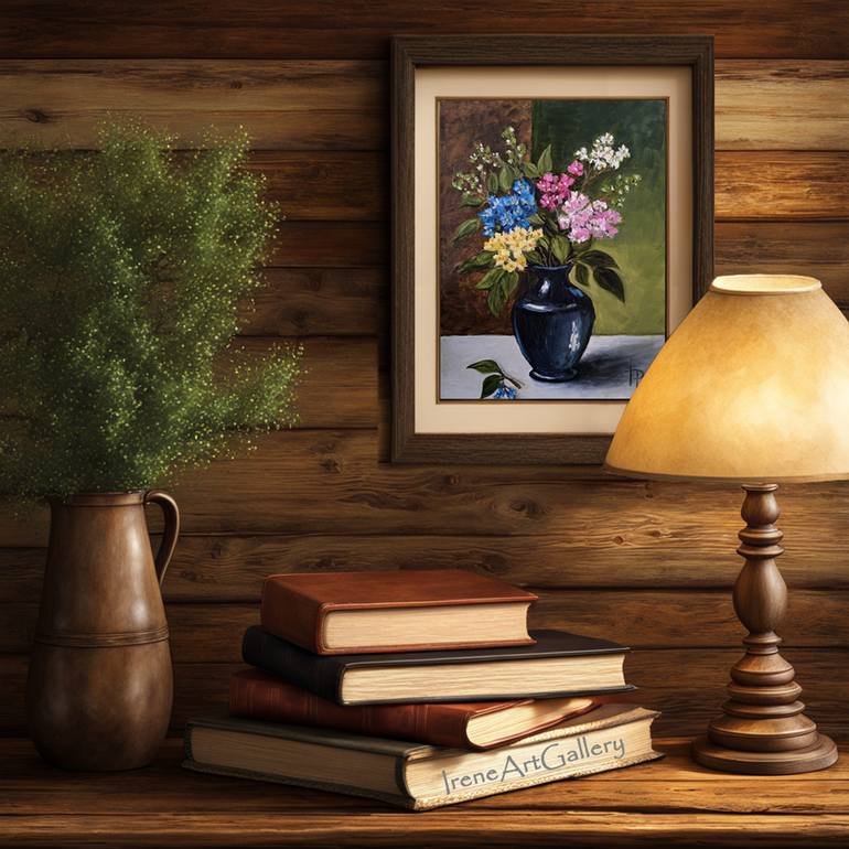 Original Art Nouveau Floral Painting by Irene Art Gallery