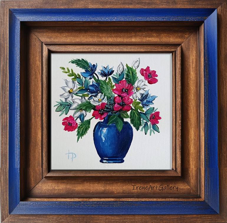 Original Art Nouveau Floral Painting by Irene Art Gallery