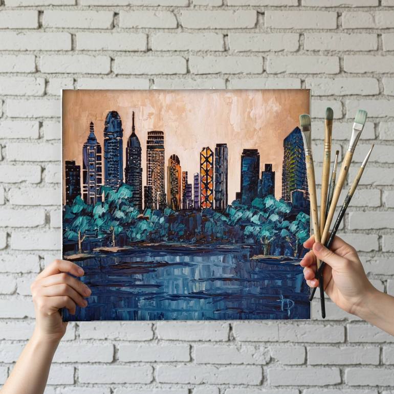 Original Expressionism Cities Painting by Irene Art Gallery
