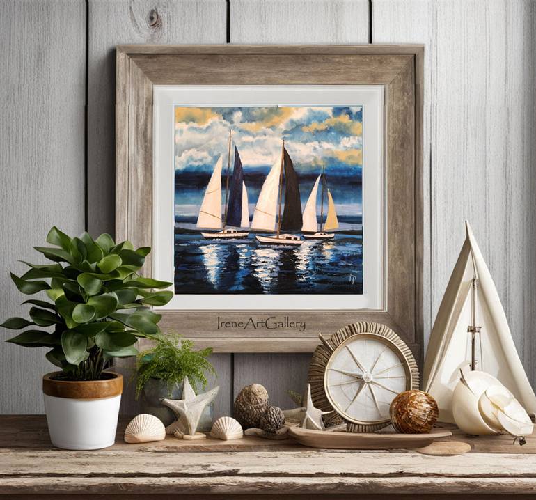 Original Expressionism Boat Painting by Irene Art Gallery