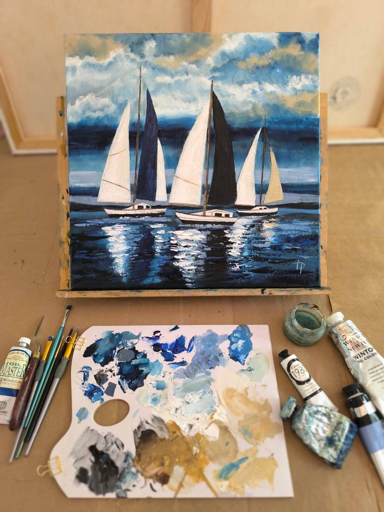 Original Expressionism Boat Painting by Irene Art Gallery