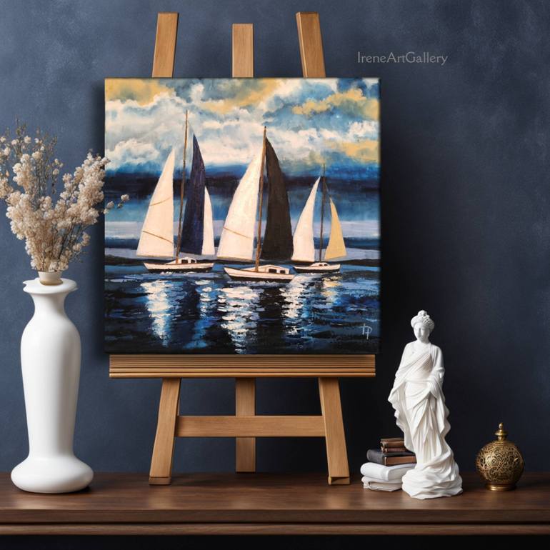 Original Expressionism Boat Painting by Irene Art Gallery