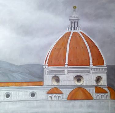 Florence Cathedral Original Oil Painting Stretched Canvas 36x36" thumb